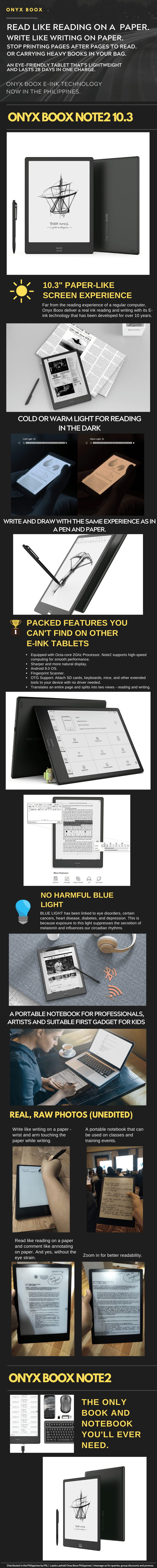 Onyx Boox Note2 10.3 info-graphics and Product Description and Photos by PSL